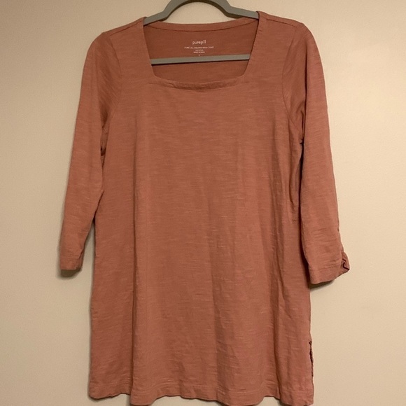 Pure J Jill Oversized Square Neck Tunic Rose Sustainable Cotton Minimalist S - Picture 1 of 6